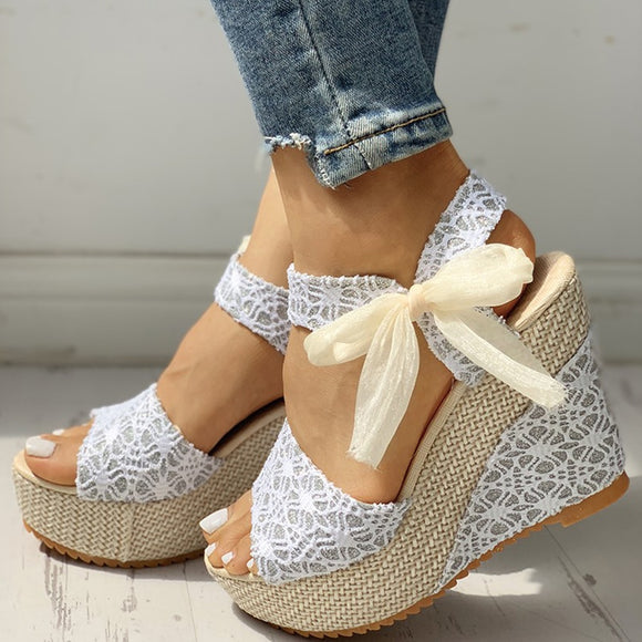 The Lovely Lace Bowtie Summer Wedge